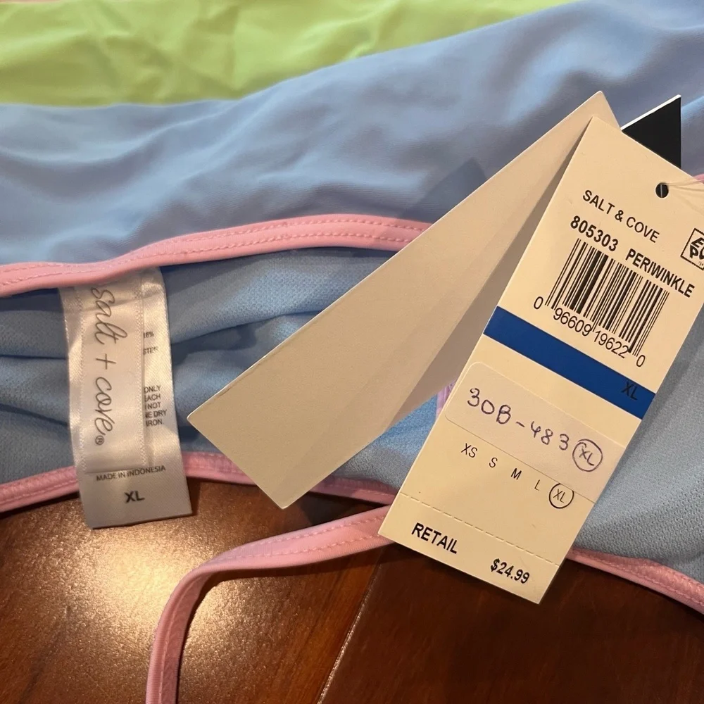 New NWT Salt Cove Periwinkle Blue Bikini Set WTo Piece Swim Colorblock Size XL‎